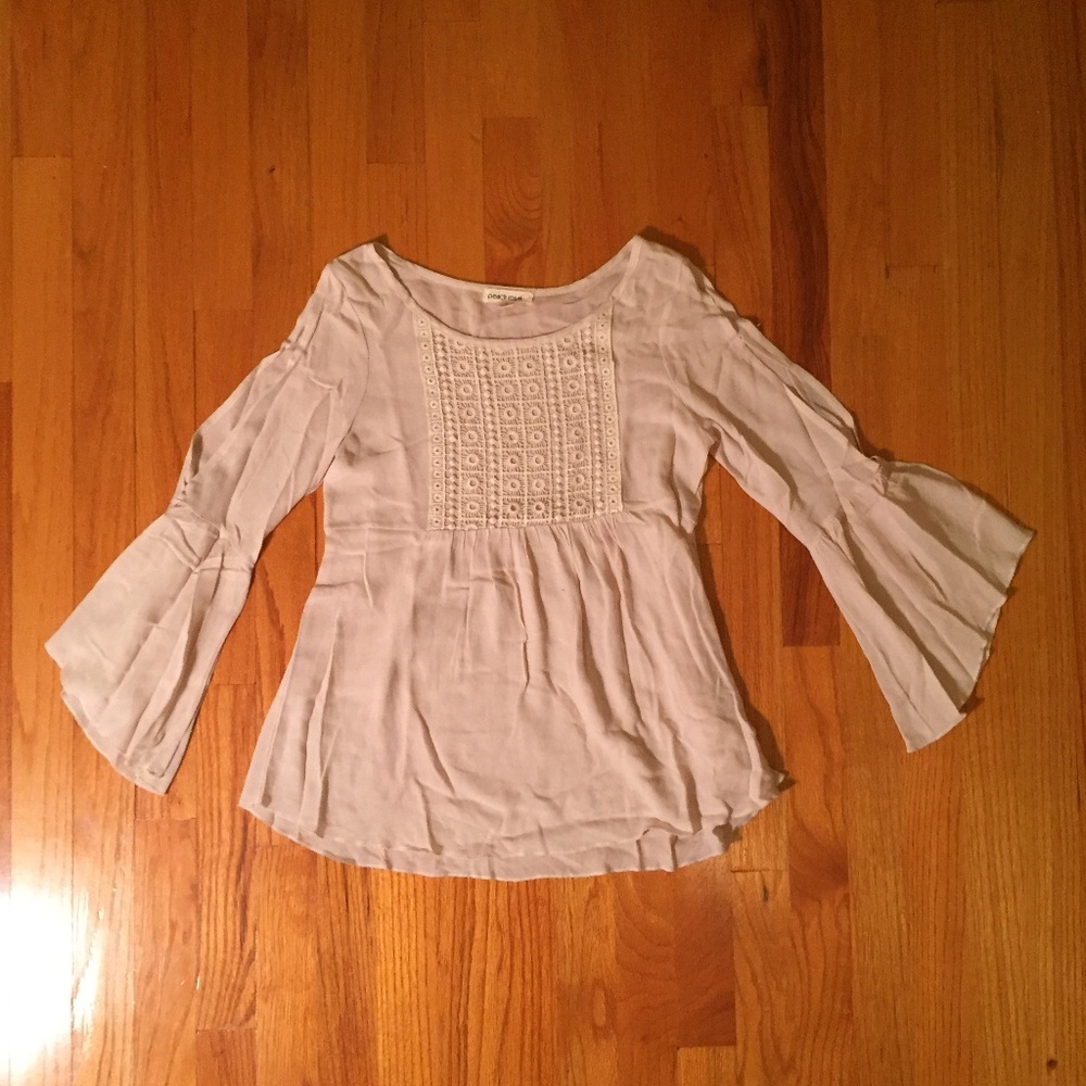 peach royal beige loose peasant top